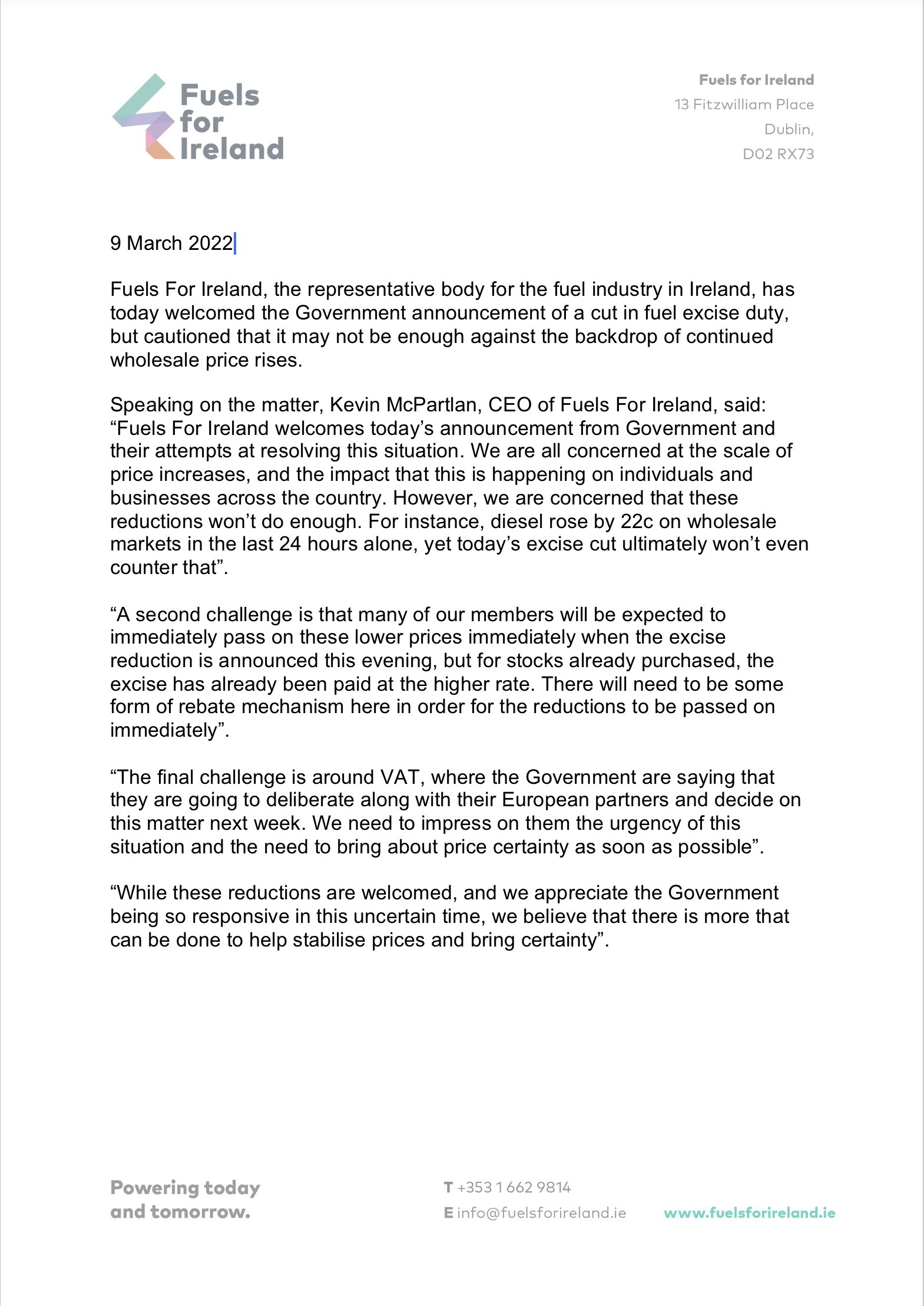 Government excise duty reduction